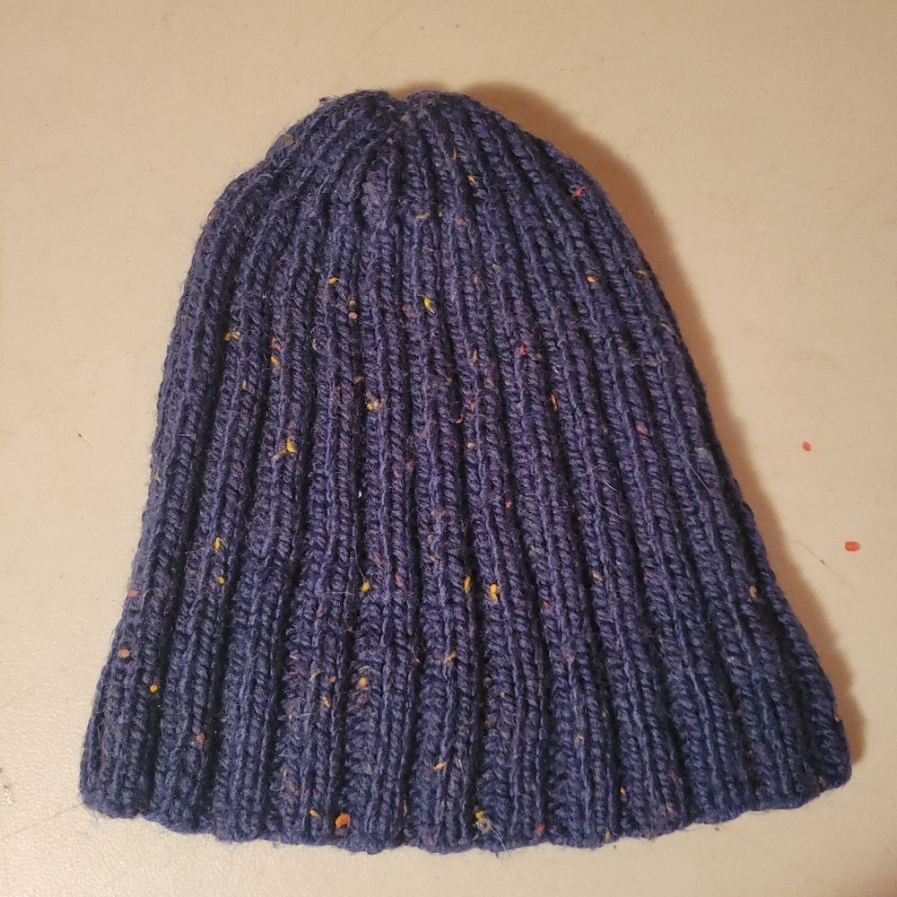 Cozy Navy Blue Hand Knit Beanie - Picture 4 of 4